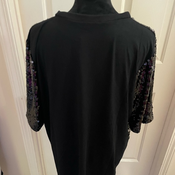 🖤💛LAST ONE!! NEW Black Gold Game Day Sequined Short Sleeve Dress Tunic - Picture 4 of 5